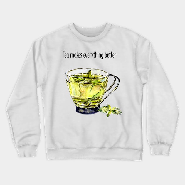 Tea Crewneck Sweatshirt by victoriazavyalova_art